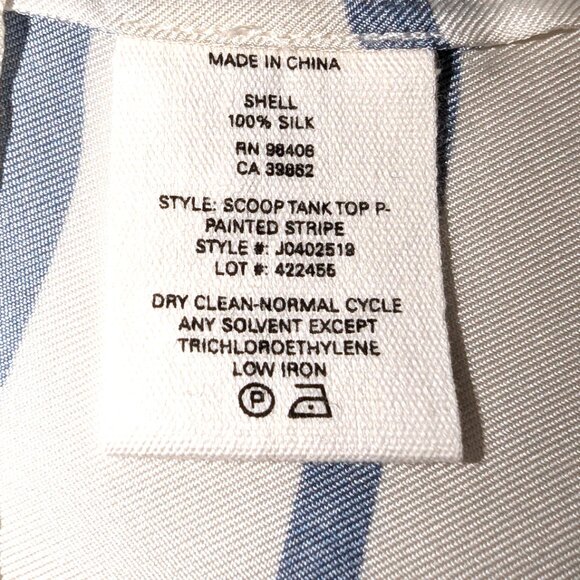Theory | 100% Silk Striped Scoop Neck Tank Top In Blue & White | Size XS - Picture 8 of 10